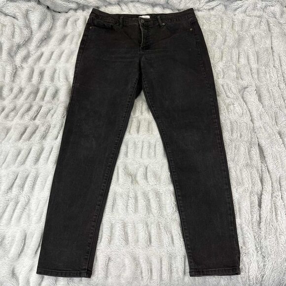 Jessica Simpson Jeans Women 12 Skinny Black Stretch Denim Mid Rise Faded Wash - Picture 1 of 8
